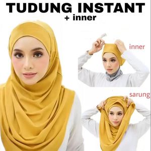 Hijabs simples de duas peças de tamanho grande hijab muçulmano com o queixo interno parte mulheres amira puxar pronta para usar a qualidade superior 230412