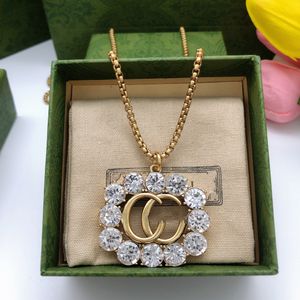 Brand Designer Pendant Necklaces GGity Trend Luxury Women Fashion Jewelry Metal Letter Double G Logo Crystal Pearl For Woman Men Necklace cjeweler 354