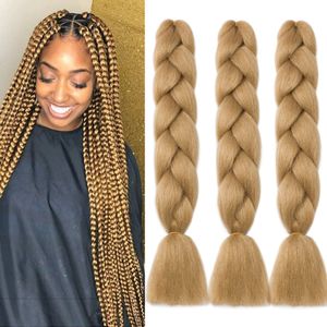 Extensão de cabelo de rajada jumbo tranças loiras escuras Sintéticas Kanekalon Crochet Twist Twist Afro Box Braid