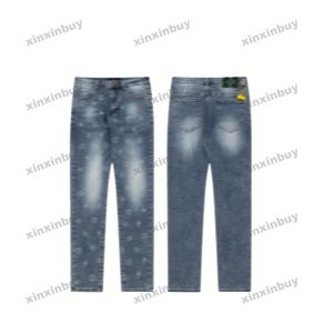 xinxinbuy Pantaloni uomo donna firmati Tasche a righe con lettera jacquard Jeans denim 1854 Primavera estate Pantaloni casual nero blu grigio M-2XL