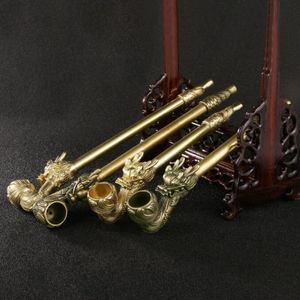 Dragon Head Bronze Copper Smoking Pipe Metal Tool Tobacco Cigarette Hand Pipes Dry Filter Spoon Accessories Oil Rigs Bowl