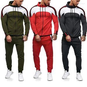 Herrspårets modesuit för män Spring Autumn Hoodie dragkedja toppar och dragkantor Två stycken Svettdräkt manlig avslappnad jogging