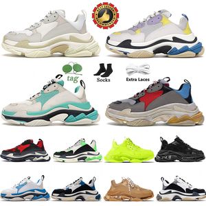 Men Sneaker Women Triple S Designer Shoes Leather Casual Shoe Low Top Clear Sole Black White Grey Red Pink blue Lace Up Flat Sneakers With Clear Sole