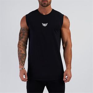 Herrtankstoppar Summer Compression Gym Top Men Cotton Bodybuilding Fitness Sleeveless T Shirt Workout Clothing Mens Sportwear Muscle Vests 230412