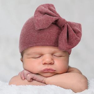 Berets Großhandel verschiedene Farben Knoten Baumwolle Baby Mütze und Handschuhe Set 0-6 Monate Kleinkind Säuglingsmützen für Kinder