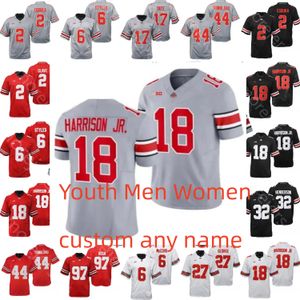 Custom Kids Youth OSU 2024 Jersey Men College Marvin Harrison Jr. Sonny Styles Emeka Egbuka J.T. Tuimoloau Sawyer Henderson George Kyle McCord Fields