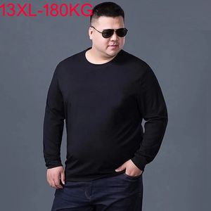 Camisetas masculinas outono de inverno homens mulheres mangas compridas tamanho grande 8xl 9xl 10xl 13xl camisetas grandes camisetas casas algodão larga tops soltos preto 230412