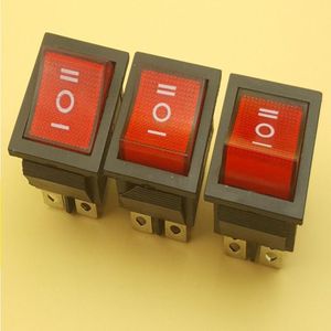 Free Shipping 50Pcs AC 250V/15A 125V/20A ON/OFF/ON 3 Position DPDT 6 Pins Red Lights Boat Rocker Switch Fbfuq