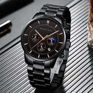 Orologi da polso Goldenhour Men Watches Top Fashion Quartz Watch Mens Slim Steel Autonompate Sports Relogio Masculino