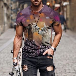 Men's T Shirts 2023 Men's Summer 3D Printing Funny Alpaca Men T-shirt Round Neck Short Sleeve Top Street Casual Sweatshirt Large Size