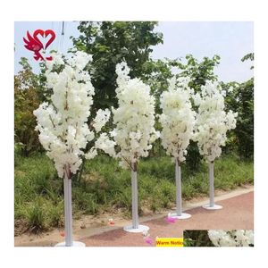 Decorative Flowers Wreaths Wedding Decoration 5Ft Tall 10 Piecelot Slik Artificial Cherry Blossom Tree Roman Column Road Drop Deli Dhpji