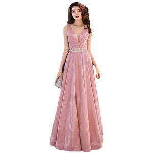 Vestido de noiva en linje vintage formella aftonklänningar lång rosa ärmlös golvlängd parti prom klänning