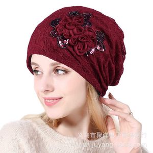 HBP Thin Lace Flower Pullover Summer Thin Women's Headscarf Postpartum Pile Up Air Conditioning Hat, Children's Cross-border Wholesale