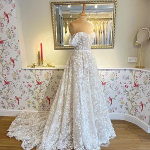 Bohemian A Line Chiffon Dresses New Lace Applique Off Shoulder Boho Sweep Train Bridal Gowns Cap Sleeve Elegant Embroidery Country Beach Wedding Dress 403