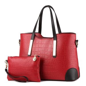 HBP Donna 2 Set Borse Borsa a tracolla moda in pelle Pu Borsa a tracolla nera vintage femminile MessengerBag Sac A Main 1024