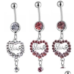 Anelli con bottone a campana per ombelico D0559 Love Heart Belly Ring Mix Colors Drop Delivery Jewelry Body Dhgarden Otp0V