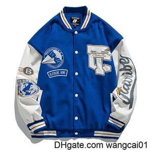 Jackets masculinos Broidery Blue Bomber Jacket Men Vintage Ather Seve Varsity Baseball Coats Mulheres Oversize Tterman Longe Autumn Uniform 4123