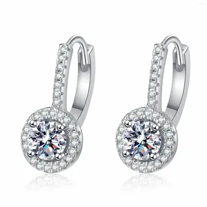 スタッドイヤリング925 Sterling Silver PTATED PT950 ROUND MOISSANITE EARDROP BRIDE READEDSARARY Anniversaryカクテルディナーファインギフト