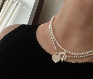 Designer Jewelry Pendant women necklace Set Pearl Double Layer Boutique Jewelry Chain Bracelet Link Chain Couple Fashion Gold Rectangle Bracelet Christmas Gift