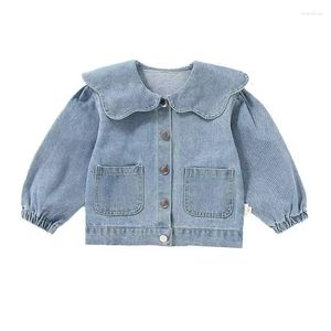 Jacken Frühling Herbst Kinder Denim Für Mädchen Baby Korea Mäntel Mode Kind Outwear Jeans Jacken2 4 6 7 Jahr 2023 Jean