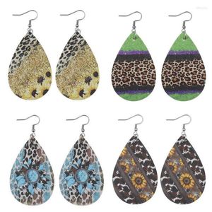 Dangle Earrings Double Side Print Faux Leather Western For Women 2023 Er Rustic Jewelry Collection