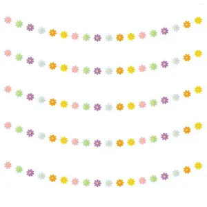 Party Decoration 5pcs Mini Retro Home Flower Cutout Banners Hippie Classroom Multicolol Non Woven Fabric Delicate Artificial Daisy tema