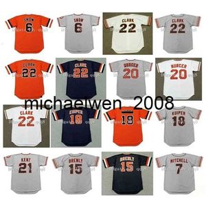 Retro J.T. Snow 22 kommer att Clark 20 Bobby Murcer 15 Bob Brenly 18 Duane Kuiper 30 Derrel Thomas Kevin 7 Mitchell Grey White Orange Black