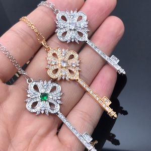Fashion Luxury Necklaces Designer Jewelry personality Key snowflake diamond Pendant Gold Silver Chain stainless steel For Women Valentine Day party gifts