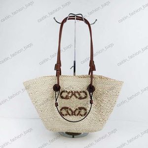 2023 Summer Designer Brand Straw Basket Bags Grandi borse a tracolla da donna in rattan Manico grande Borse fatte a mano Summer Beach Bag Tote Purses 23G