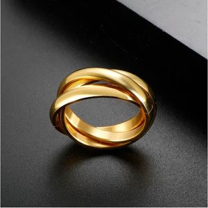 3 in 1 Triple Interlocked Rings For Women Men Couple Wedding Engagement Ring Stainless Steel Goth Waterproof Jewelry Gift