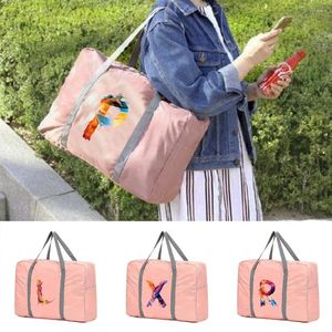 Duffel Bags Travel Duffle Bag Organizer Women Foldable Handbags Clothes Sorting Storage Paint Letter Pattern Luggage Accessories