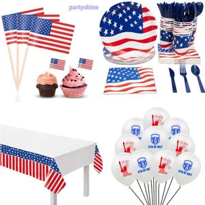 Itens de novidade American Independence Day Party Supplies 4 de julho do Dia da Independência Decoração do Dia da Independência Americana Conjunto de Tableware de Tables Z0411