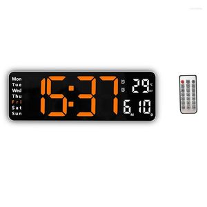 Relógios de parede grande relógio digital Controle remoto Temperada Data da semana Exibir timer de contagem regressiva Tabela de alarmes duplos LED