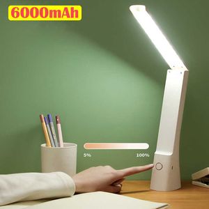Bureaulampen 18650 Batterij LED Oplaadbare tafellamp 6000 mAh Wit vouw USB Studie Leesboek Licht Beveiligings ogen bureaulamp nachtlampje P230412