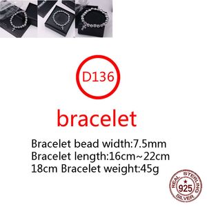 D136 S925 Letra de moda de bracelete de prata esterlina