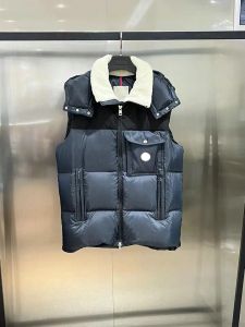 Piumino da uomo invernale Piumino con cappuccio Piumino Gilet con cappuccio Caldo addensato Cerniera blu navy Piumino d'oca bianco Contenuto di velluto 90% Moda casual