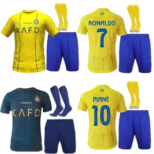 2023 Al Nassr FC Homens e Crianças Kits de Futebol Camisas de Futebol Ronaldo 23 24 CR7 Gonzalo Martinez Talisca Ghislain Konan Vincent Aboubakar Homens Camisa de Futebol Al-Nassr FC