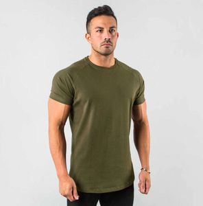 Men's T-Shirts New Stylish Plain Tops Fitness Mens T Short Sleeve Muscle Joggers Bodybuilding Tshirt Male Gym Clothes Slim Fit Tee fallow KL45