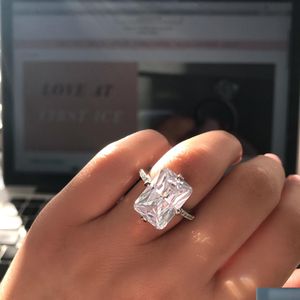 Solitaire Ring Womens Rings Fashion Sier Gemstone Engagement For Women Square Simated Diamond Jewelry Drop Delivery Dhgarden Oteep