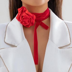 Choker Wedding Multicolor Romantic Necklace Neck smycken Långkedja Big Rose Flower Women