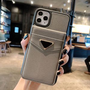 iPhone 12 11 Pro Max Case Designer Phone Case for Apple 14 13 XR XS 8 7 Plus Luxury PU Leather WalletsカードホルダーポケットPorta Fochetteバックカバーキックスタンドグレー