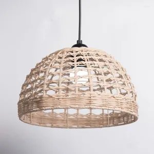 Decorative Plates Rattans Lampshade Hand-Woven Lamp Shade Pendant Light Cover For Living-room