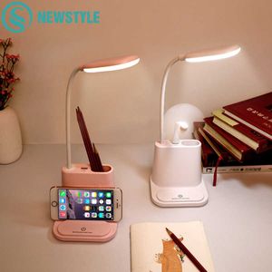 Skrivlampor USB laddningsbar LED -skrivbordslampa Touch Diming Justeringsbordlam
