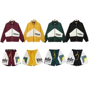 RHUDE MANS TRACKSUIT STREETWEARスポーツレジャーユニセックストラックスーツ男性ウィンドブレイクジャケットスポーツウェアスーツマンコートパンツ女性コート272D