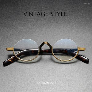 Sunglasses Frames Japanese Designer Man Vintage Round Titanium Half Frame Eyeglasses Women Retro Optical Myopia Lenses Glasses