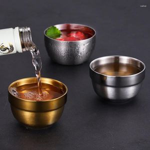 Tazze 80/100ml Tazza da sake in acciaio inossidabile Doppio strato Piccolo mini vino bianco per tazze di acqua da tè Utensili da cucina in stile industriale