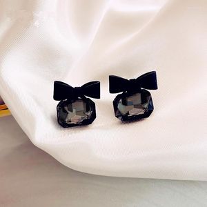 Baumelnde Ohrringe 2023 Mysterious Black Bow Sexy Square Glass Pendant For Woman Fashion Jewelry Girl's Unusual