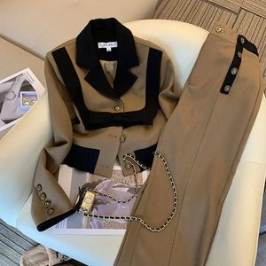 Womens Two Piece Pants Notched Blazer Long Sleeve Jacket Loose Ankle Length Wide Leg Suits Tailored Trousers Vintage Sets Fall 231110