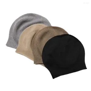 Береты Китайский производитель одежды Кашемировая вязаная шапка Берет Зимняя женская простая теплая шапка