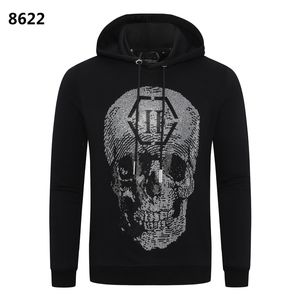 Moletons masculinos moletons 23ss com hat skull ossos cruzos de strass letras dsqpleind2 Black Hatband Squeleto humano Sweater Menas Sweater Capuz Top de algodão